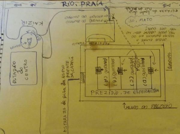 Plano de fuga apreendido durante vistoria em presídio do Piauí.(Imagem:Divulgação/Sinpoljuspi)