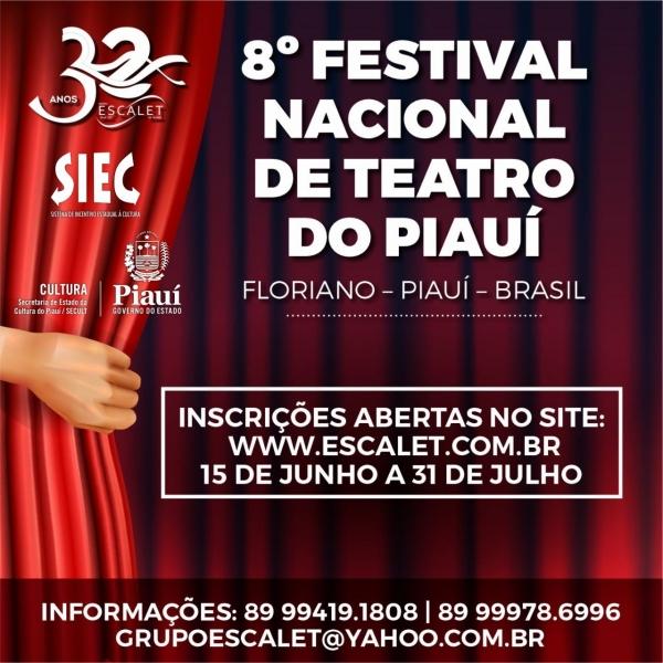 Encerram nesta quarta-feira as inscrições para o Festival Nacional de Teatro do Piauí.(Imagem:Divulgação)