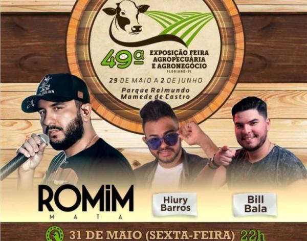 Romim Mata, Hiury Barros e Bill Bala animam a noite desta sexta na Feira Agropecuária de Floriano.(Imagem:Divulgação)