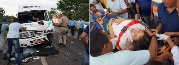 Van envolvida em acidente na BR-316 no Piauí / Ferida foi encaminhada em estado grave para Teresina.(Imagem:Misael Lima/MPiauí.com)