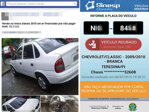 Carro de modelo Corsa Classic com restrição é anunciado por R$ 9 mil.(Imagem:Reprodução/Facebook)