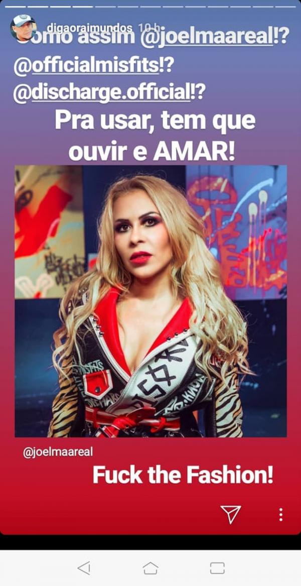 Digão questiona Joelma por usar roupa com nomes de bandas punk.(Imagem:Reprodução / Instagram)