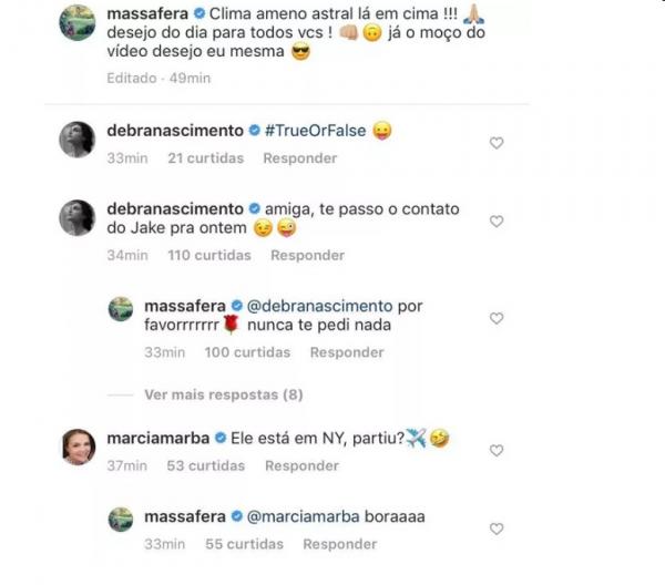 Comentários de Débora Nascimento e Grazi Massafera.(Imagem:Reprodução/Instagram)
