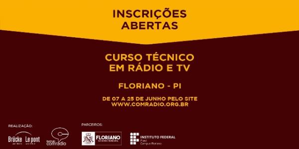Comradio está com inscrições abertas para o Curso Técnico de Rádio e TV em Floriano.(Imagem:Comradio)
