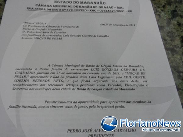 Câmara de Barão de Grajaú faz Moção de Pesar aos familiares de Gonzaga Carvalho.(Imagem:FlorianoNews)