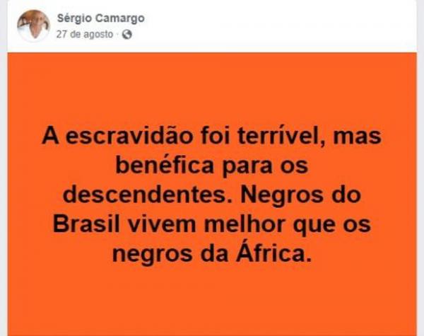 Governo recorre da decisão que suspendeu nomeação de Sérgio Camargo para Fundação Palmares(Imagem:Reprodução/Facebook)
