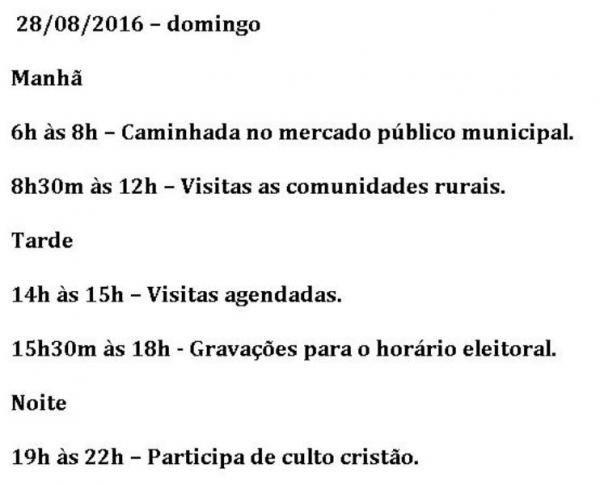 Confira a agenda do candidato a prefeito Moura Fé para este domingo (28).(Imagem:Divulgação)