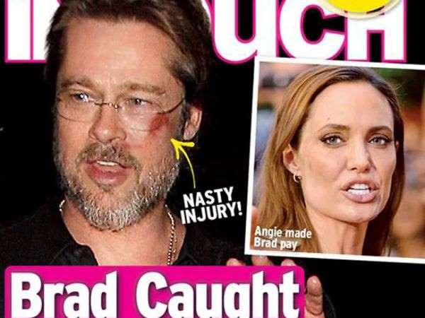 Angelina Jolie teria flagrado Brad Pitt nu com outra mulher, diz revista.(Imagem:Divulgação/In Touch)