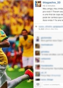 Thiago Silva manda recado de apoio ao 