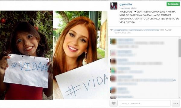 Gyanalia em montagem com a atriz Marina Ruy Barbosa.(Imagem:Gyanalia/ArquivoPessoal)