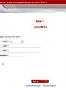 Site de consulta à nota do Enem já está no ar(Imagem:Reprodução/Inep)