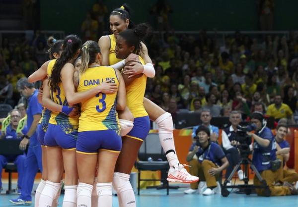 Brasil ganha todas e vai enfrentar a China no vôlei.(Imagem:Divulgação)