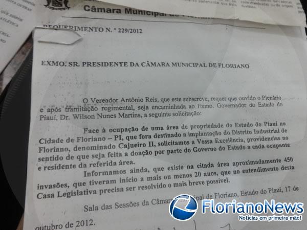 Sessão na Câmara discutiu doação de terreno do Distrito Industrial de Floriano.(Imagem:FlorianoNews)