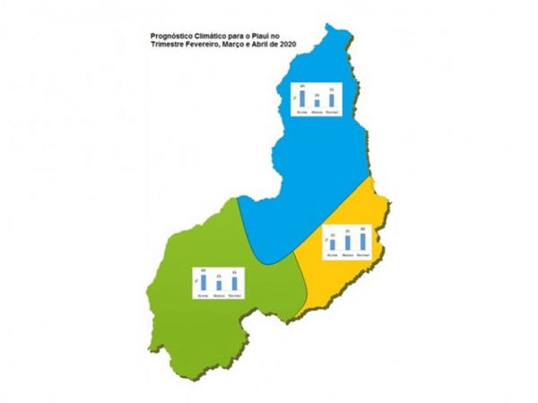  Semar confirma previsão de chuva acima da média entre fevereiro e abril.(Imagem: Semar-PI)