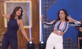 Fátima Bernardes faz coreografia sensual ao vivo com Wanessa.(Imagem:Divulgação)