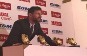 Messi recebe a quarta Chuteira de Ouro e se iguala a Cristiano Ronaldo.(Imagem:MSN)