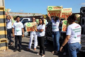 Categoria manterá apenas 400 trabalhadores atuando. Os grevistas estão em frente ao HUT organizando movimento. (Imagem:Cidade Verde)