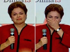 A presidente eleita Dilma Rousseff se emociona durante discurso em reunião do Diretório Nacional do PT (Imagem:Reprodução)