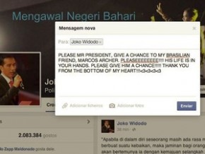 Mensagem enviada por amiga de Marco Archer para página oficial do presidente da Indonésia pede uma segunda chance para o brasileiro condenado à morte.(Imagem:Reprodução/Facebook)