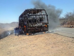 Ônibus pega fogo na estrada entre Pajeú e Canto do Buriti.(Imagem:Portal B1)