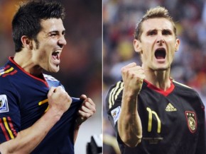 Espanha e Alemanha terá duelo de artilheiros da Copa: Villa e Klose(Imagem:AFP)