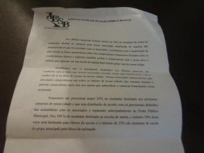 AESB entrega documento solicitando 25% de repasse para blocos de animação.(Imagem:FlorianoNews)