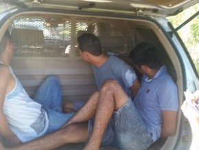 Tres suspeitos presos suspeitos de atirarem no comerciante.(Imagem:Divulgação/PM)