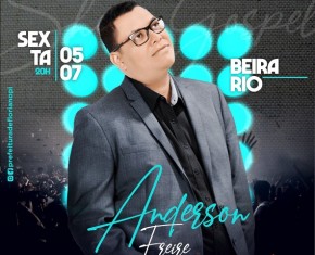 Programação de aniversário de Floriano terá show gospel com Anderson Freire.(Imagem:Divulgação)