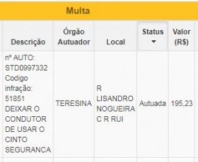 Motociclista é multado por dirigir sem o cinto de segurança em Teresina(Imagem:Reprodução)