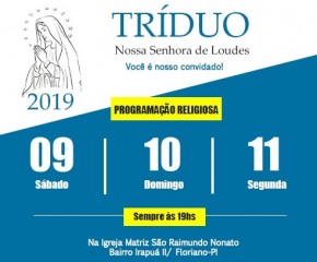 Paróquia de São Raimundo Nonato realiza Tríduo de Nossa Senhora de Lourdes.(Imagem:Divulgação)
