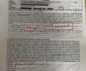 Candidata presa escreve fragrante e tranzito em teste que foi aprovada.(Imagem:Cidadeverde.com)
