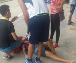 Mulher fica ferida após cair de plataforma no terminal do Parque Piauí.(Imagem:Reprodução / Whattsapp)