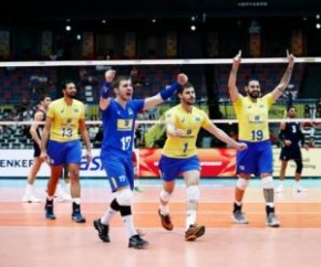 Brasil conquistou importante vitória.(Imagem:Divulgação/FIVB)