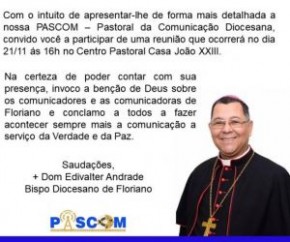 Encontro Diocesano refletirá Comunicação, Evangelização e Fake News em Floriano.(Imagem:Divulgação)