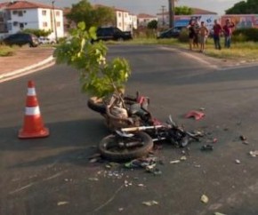 Motociclista morre após ser atropelado por caminhão na BR-343.(Imagem:Reprodução)