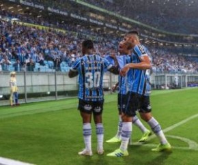 Grêmio vence com dois gols de Marinho e confirma classificação antecipada.(Imagem:Lucas Uebel)