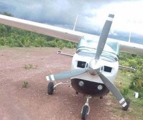 Avião com droga faz pouso forçado no interior do Piauí; piloto é preso.(Imagem:Força Tática)