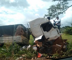 Carreta bate em árvore e mata duas pessoas presas às ferragens na BR-135.(Imagem:José de Anchieta)