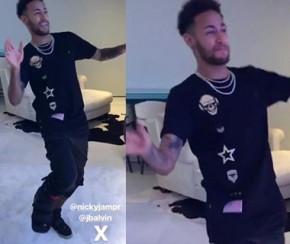 Neymar se equilibra em uma perna só e dança reggaeton.(Imagem:Instagram)