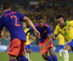Neymar marca em retorno, e Brasil empata amistoso com a Colômbia nos EUA.(Imagem:Lucas Figueiredo/CBF)