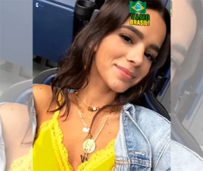 Bruna Marquezine veste sutiã amarelo para torcer pelo Brasil.(Imagem:Instagram)