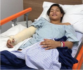 Em São Paulo, Sarah passa por cirurgia no cotovelo e está bem.(Imagem:Instagram)