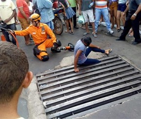 Bombeiros resgatam jovem presa em galeria de esgoto em Timon.(Imagem:Reprodução/Whatsapp)