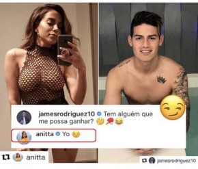 Anitta volta a flertar com o colombiano James Rodríguez.(Imagem:Extra)