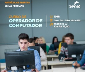Senac de Floriano oferta curso de Operador de Computador.(Imagem:Divulgação)