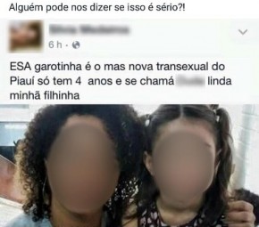 Mãe de garota trans pede ao Facebook a retirada de post e aciona delegacia.(Imagem:Cidadeverde.com)