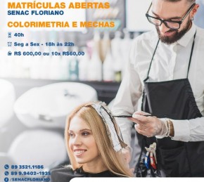 Senac de Floriano promove curso de Colorimetria e Mechas.(Imagem:Divulgação)