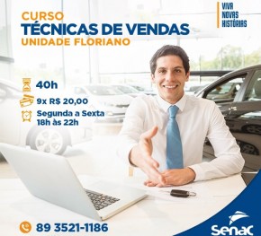 Curso sobre Técnicas de Vendas do Senac Floriano terá início nesta segunda (18).(Imagem:Divulgação)