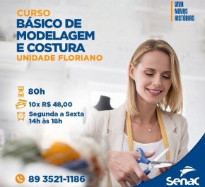 Senac Floriano está com matrículas abertas para curso básico de Modelagem e Costura.(Imagem:Divulgação)