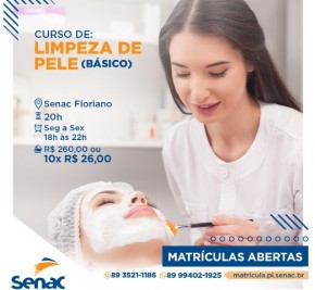 Senac de Floriano está com matrículas abertas para curso de limpeza de pele.(Imagem:Divulgação)